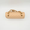 NEW CHANEL Medium Classic Flap Beige Clair Lambskin Quilted Gold Hardware Full Set
