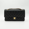 CHANEL Medium Classic Flap Black Caviar Gold Hardware Full Set