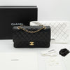 CHANEL Medium Classic Flap Black Caviar Gold Hardware Full Set