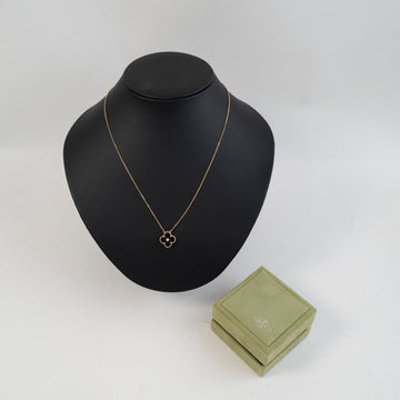 Van Cleef & Arpels Vintage Alhambra Pendant Necklace 18K Rose Gold and Onyx with Diamond