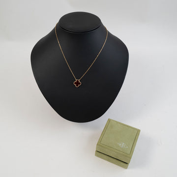 Van Cleef & Arpels Vintage Alhambra Pendant Necklace 18K Yellow Gold and Carnelian (1 of 4)