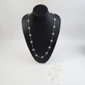 Van Cleef & Arpels 20 Motifs Vintage Alhambra Pendant Necklace 18K White Gold and Chalcedony