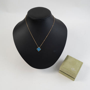 Van Cleef & Arpels Celestial Blue Sèvres Porcelain with Diamond Vintage Alhambra Pendant Necklace 18K Yellow Gold (2019 Holiday Edition)