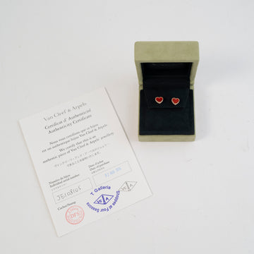 Van Cleef & Arpels Sweet Alhambra Heart Earrings 18K Rose Gold and Carnelian