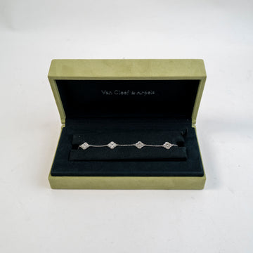 Van Cleef & Arpels 6 Motifs Sweet Alhambra Bracelet 18K White Gold and Diamond