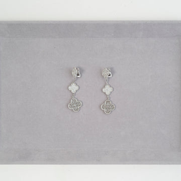 Van Cleef & Arpels 3 Motifs Magic Alhambra Earrings 18K White Gold and Diamond