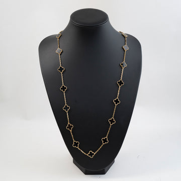 Van Cleef & Arpels 20 Motifs Vintage Alhambra Necklace 18K Yellow Gold and Onyx