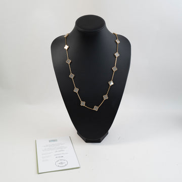 *RARE* Van Cleef & Arpels 20 Motif Rock Crystal Vintage Alhambra Necklace 18K Yellow Gold