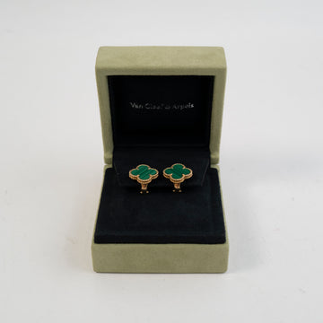Van Cleef & Arpels Vintage Alhambra Earrings 18K Yellow Gold and Malachite