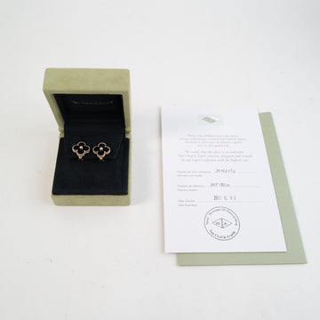 Van Cleef & Arpels Vintage Alhambra Earrings 18K Rose Gold with Onyx and Diamond
