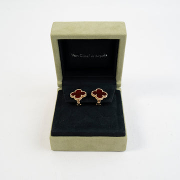 Van Cleef & Arpels Vintage Alhambra Earrings 18K Yellow Gold and Carnelian