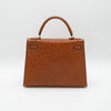 Hermès Cognac Ostrich Kelly Sellier 28 Gold Hardware 1994