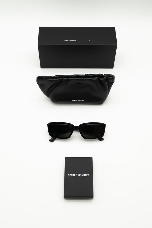 Gentle Monster Deus 01 Black Rectangular Sunglasses Full Set
