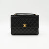 CHANEL Vintage Adjustable Top Handle Satchel Bag Lambskin Quilted 24K Gold Hardware