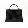 Hermès Black Shiny Porosus Crocodile Sellier Kelly 32 Gold Hardware 1997