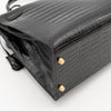Hermès Black Shiny Porosus Crocodile Sellier Kelly 32 Gold Hardware 1997