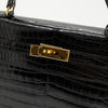 Hermès Black Shiny Porosus Crocodile Sellier Kelly 32 Gold Hardware 1997
