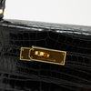 Hermès Black Shiny Porosus Crocodile Sellier Kelly 32 Gold Hardware 1997