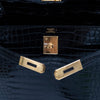 Hermès Black Shiny Porosus Crocodile Sellier Kelly 32 Gold Hardware 1997