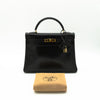 Hermès Vintage Noir Box Calf Kelly 32 Retourné Gold Hardware 1993