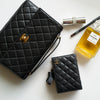 CHANEL Vintage Adjustable Top Handle Satchel Bag Lambskin Quilted 24K Gold Hardware