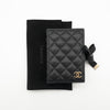 *Rare* CHANEL F/W 2022 Black Lambskin Mini Book Card Holder Light Gold Hardware 22B AP2953