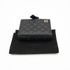 *Rare* CHANEL F/W 2022 Black Lambskin Mini Book Card Holder Light Gold Hardware 22B AP2953