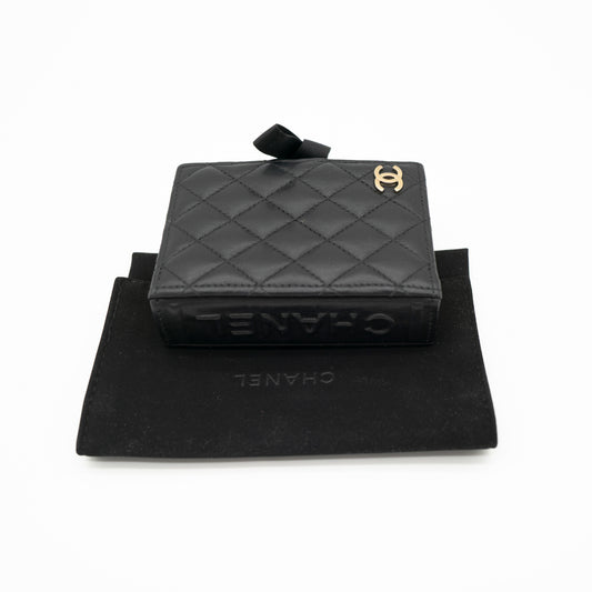 *Rare* CHANEL Limited Edition Dear Diary Mini Book Card Holder Black Lambskin Light Gold Hardware 22B