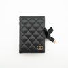 *Rare* CHANEL F/W 2022 Black Lambskin Mini Book Card Holder Light Gold Hardware 22B AP2953