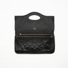 *Rare* CHANEL Pochette 31 Clutch Black Quilted Shiny Crumpled Calfskin Light Gold Hardware
