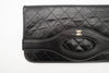 *Rare* CHANEL Pochette 31 Clutch Black Quilted Shiny Crumpled Calfskin Light Gold Hardware