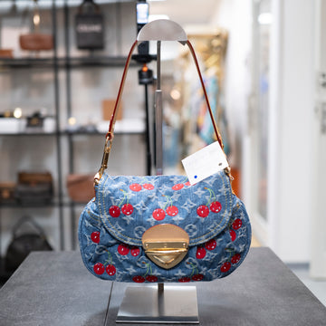 Louis Vuitton X Takashi Murakami Cherry Sunset Shoulder Bag Denim Monogram Gold Hardware