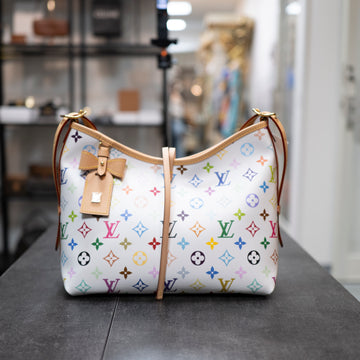 Louis Vuitton X Murakami Carryall PM White Multicolor Monogram Gold Hardware