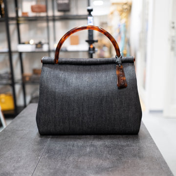 CHANEL Vintage Dark Wash Denim Tortoiseshell Top Handle Tote