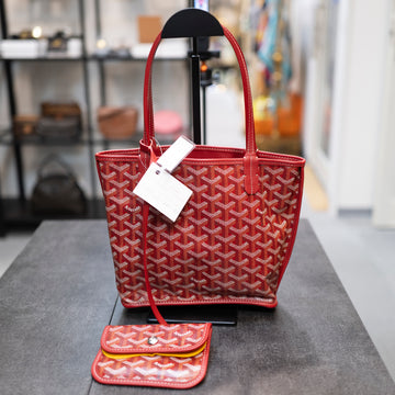 Goyard St. Louis PM Tote Red Goyardine Canvas with Pouch