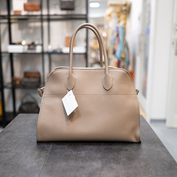 The Row Soft Margaux 12 Matte Grained Calfskin Taupe