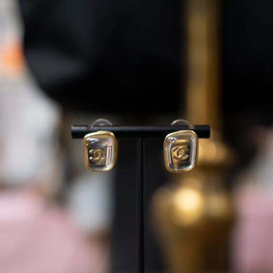 FOR KAITY - CHANEL Clear Resin CC Earrings