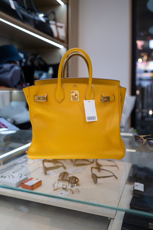 Hermès Vintage 1998 Epson Leather Birkin 35 Marigold