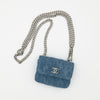 CHANEL Denim Camellia Sweet Heart Clutch with Chain AP3224