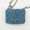 CHANEL Denim Camellia Sweet Heart Clutch with Chain AP3224