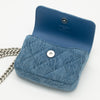 CHANEL Denim Camellia Sweet Heart Clutch with Chain AP3224