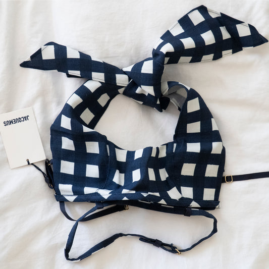 Jacquemus Le Haut Limao Cropped Gingham Halter Top Size 2