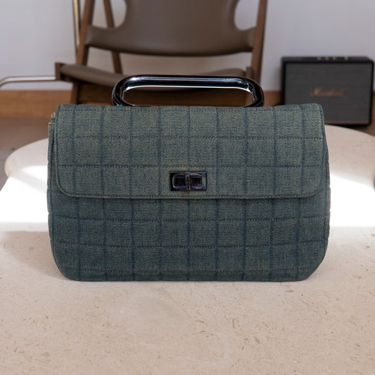 CHANEL Vintage Denim Chocolate Bar Mademoiselle Top Handle Bag A16372