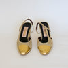 CHANEL Limited Edition Runway Linen and Gold Slingback Pumps EU 36