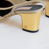 CHANEL Limited Edition Runway Linen and Gold Slingback Pumps EU 36