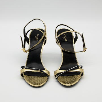 Celine Platinum Evening High Heel Strass Sandal Size 36
