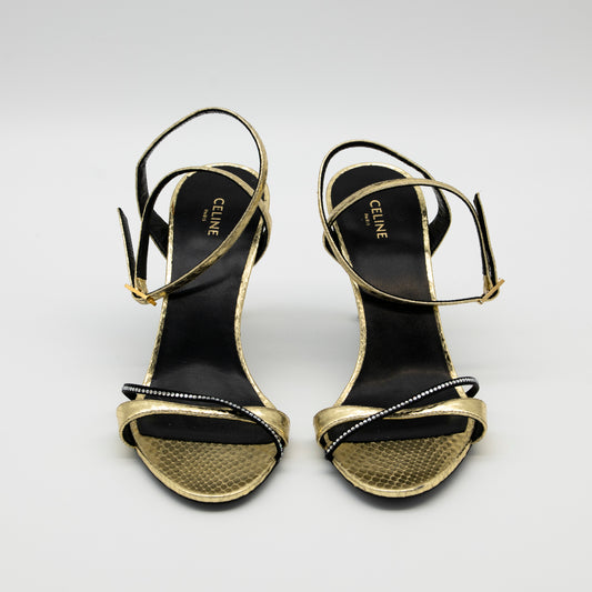 Celine Platinum Evening High Heel Strass Sandal Size 36