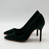 Manolo Blahnik BB 105 Pointed Toe Pumps in Dark Green Velvet Size 36