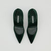 Manolo Blahnik BB 105 Pointed Toe Pumps in Dark Green Velvet Size 36