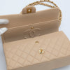 NEW CHANEL Medium Classic Flap Beige Clair Lambskin Quilted Gold Hardware Full Set